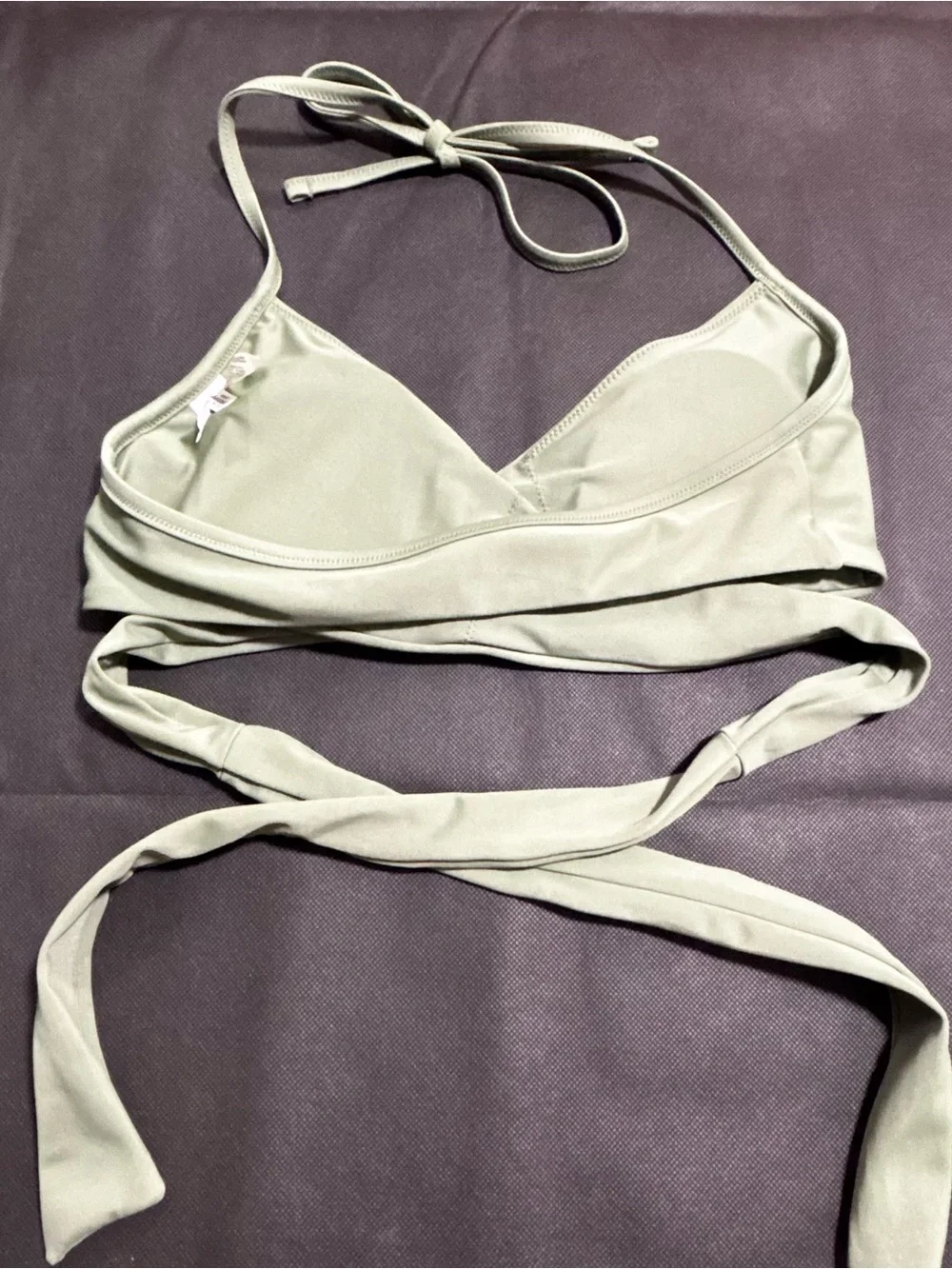 Aerie Wrap Bikini Top Olive Green Size Small - Picture 2 of 3